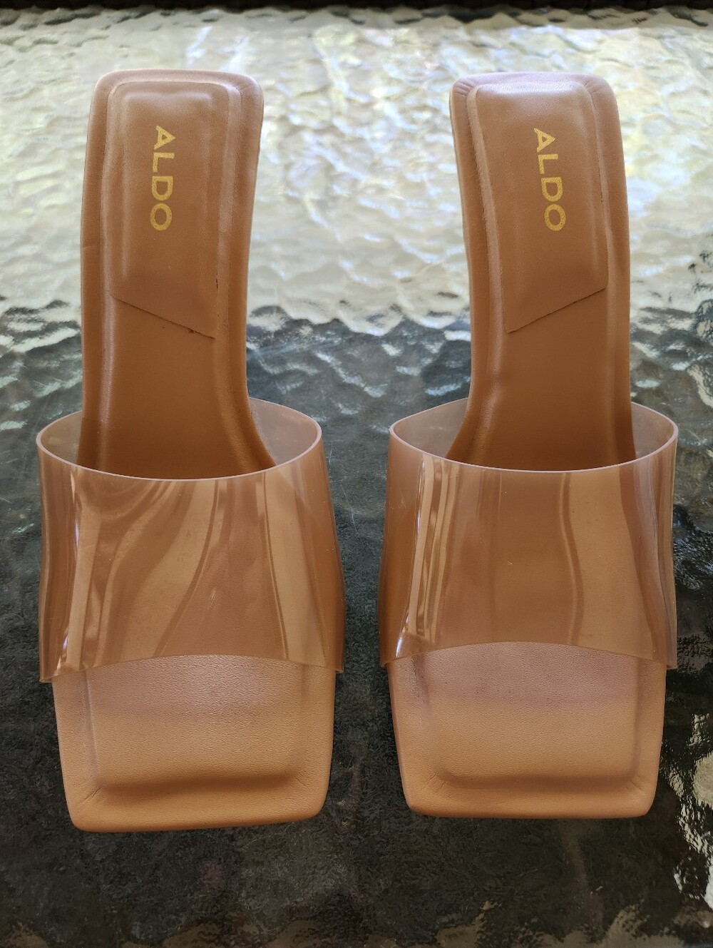 ALDO Blush Nude Slide with Clear Strap
